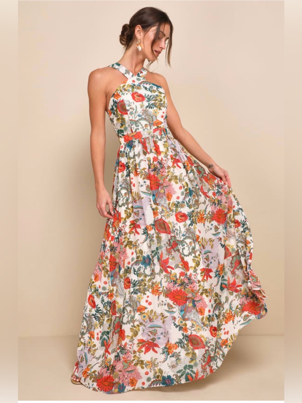 NEW Floral Halter Maxi Dress